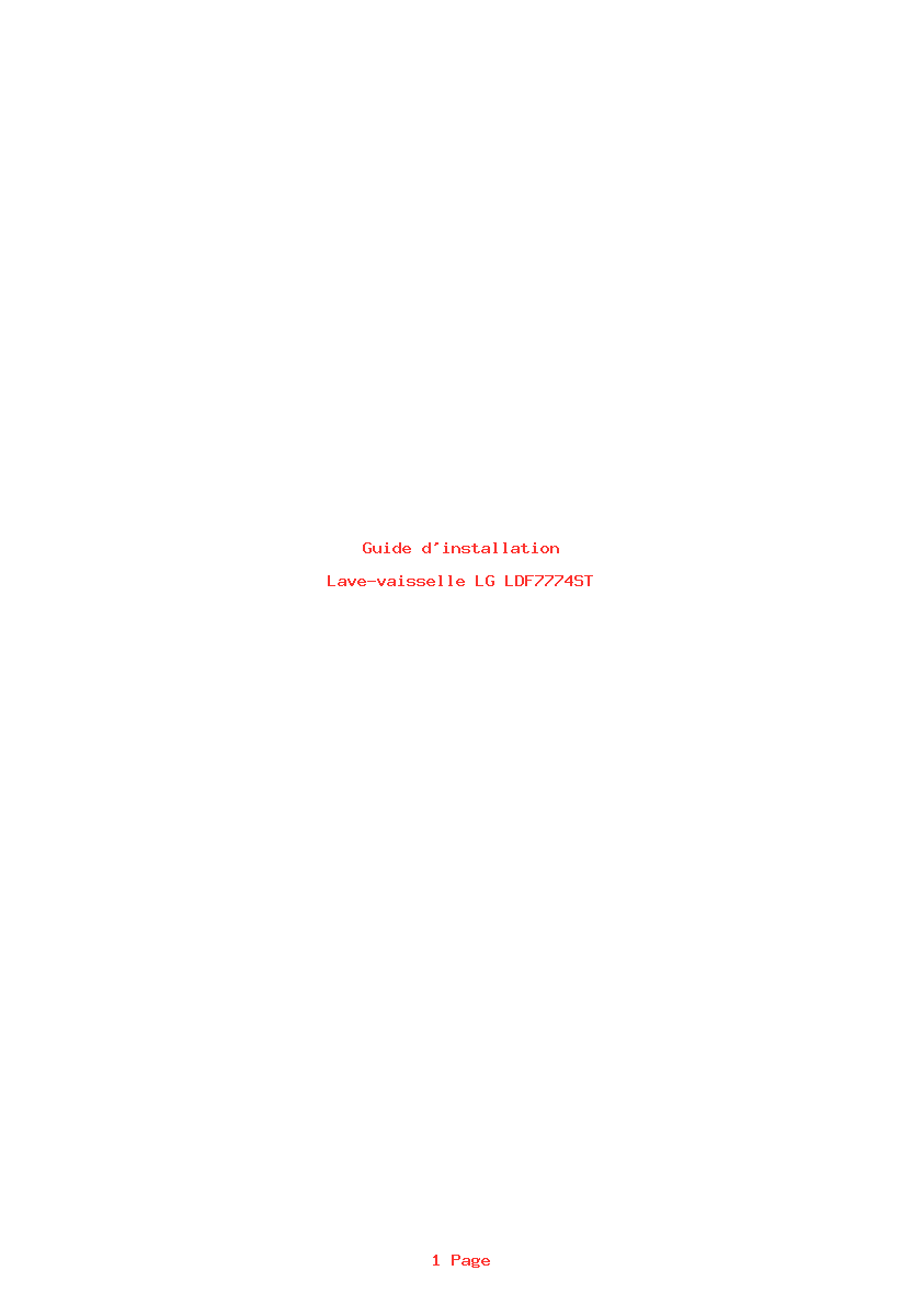 Page 1 de la notice Guide d'installation LG LDF7774ST