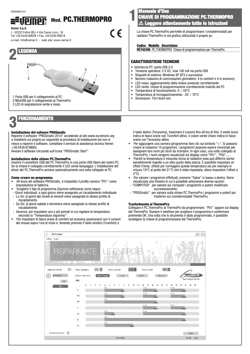 Page 1 de la notice Manuel utilisateur Vemer PC.ThermoPro