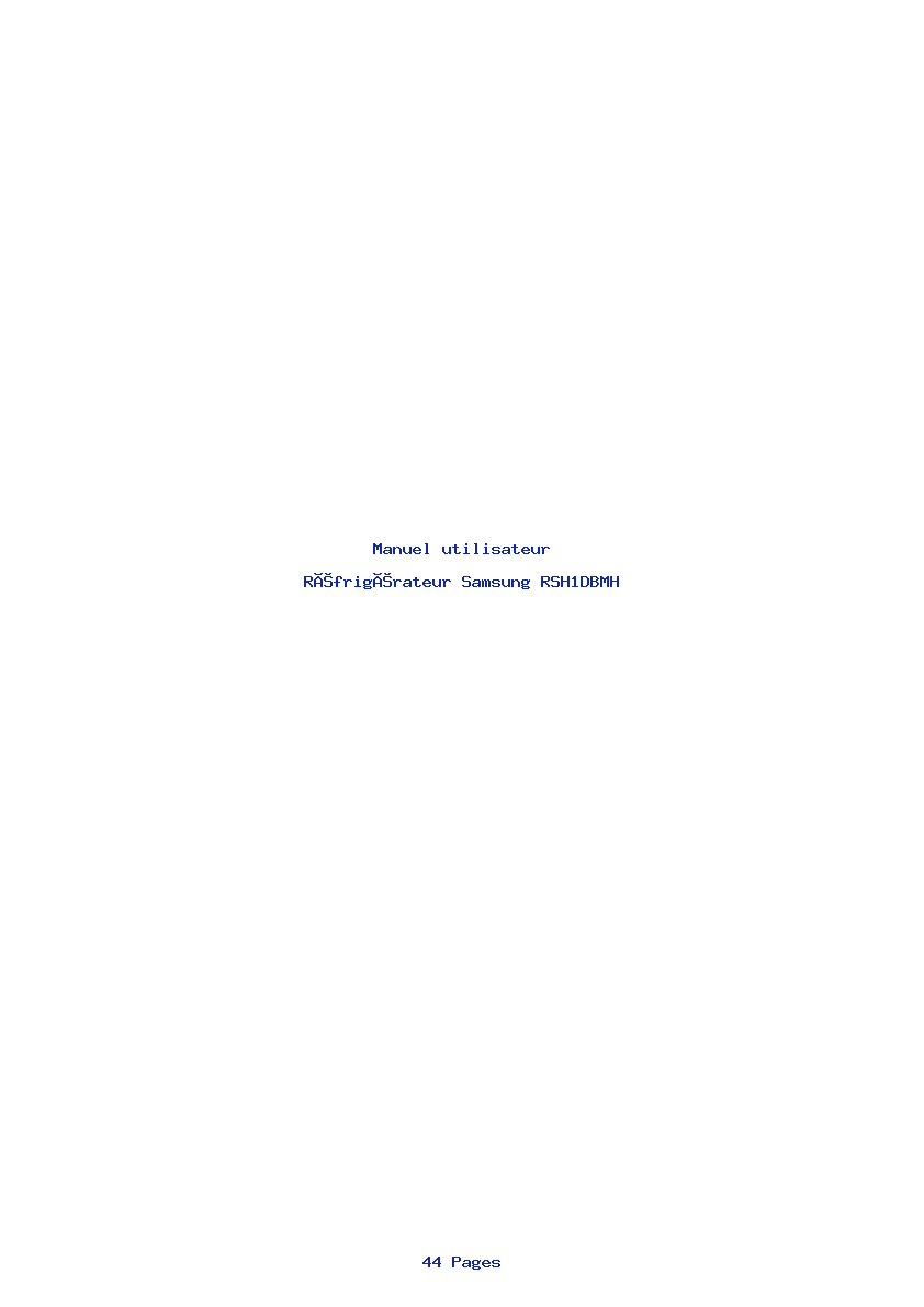 Image de la première page du manuel de l'appareil RSH1DBMH