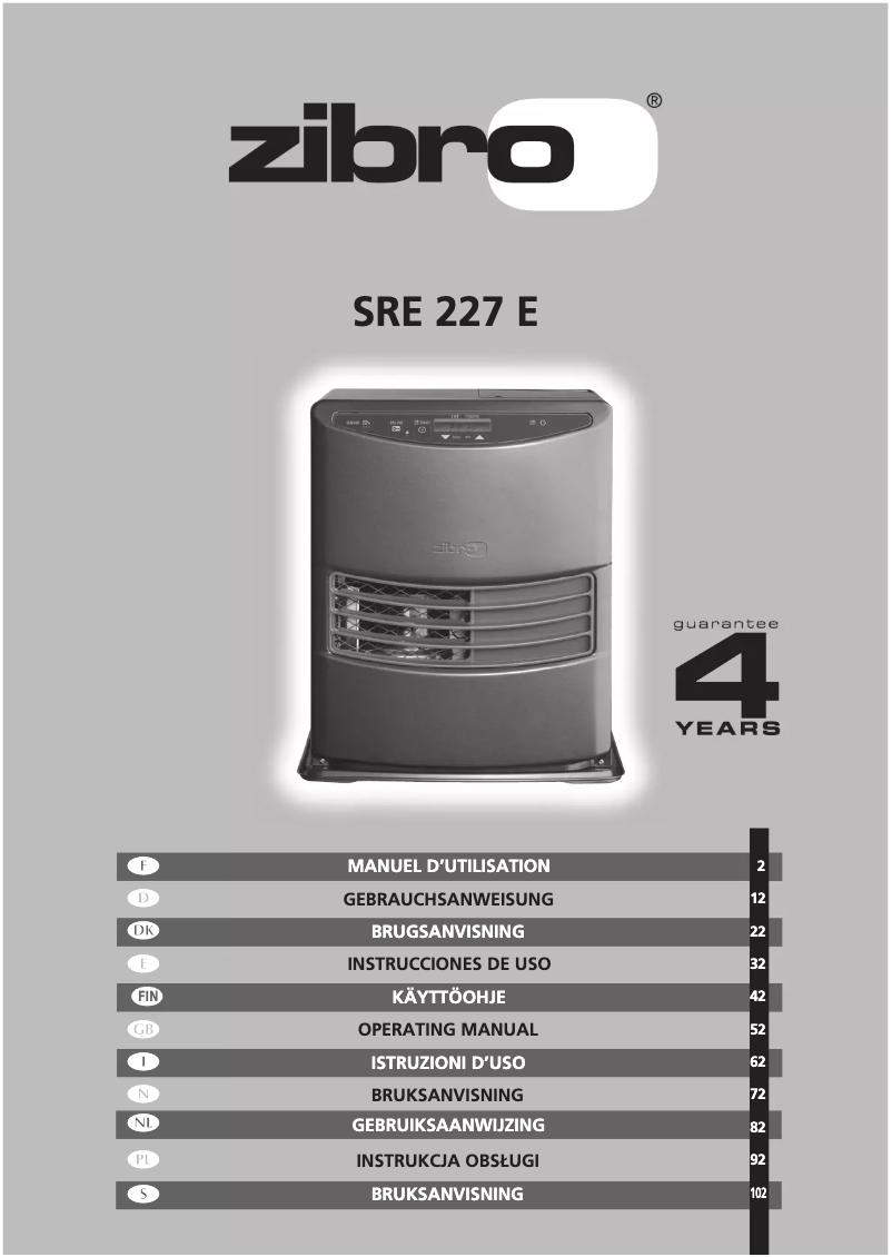 Page 1 de la notice Manuel utilisateur Zibro Kamin SRE 227 E