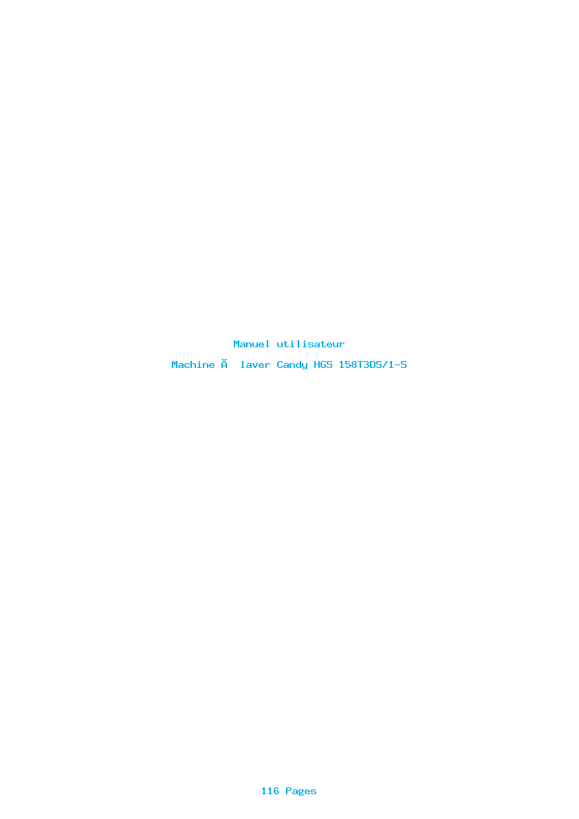 Page 1 de la notice Manuel utilisateur Candy HGS 158T3DS/1-S