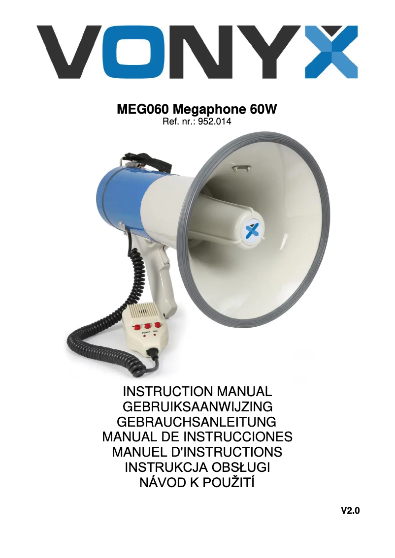 Page 1 de la notice Manuel utilisateur Vonyx MEG060