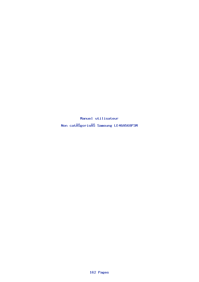 Page 1 de la notice Manuel utilisateur Samsung LE46A568P3M