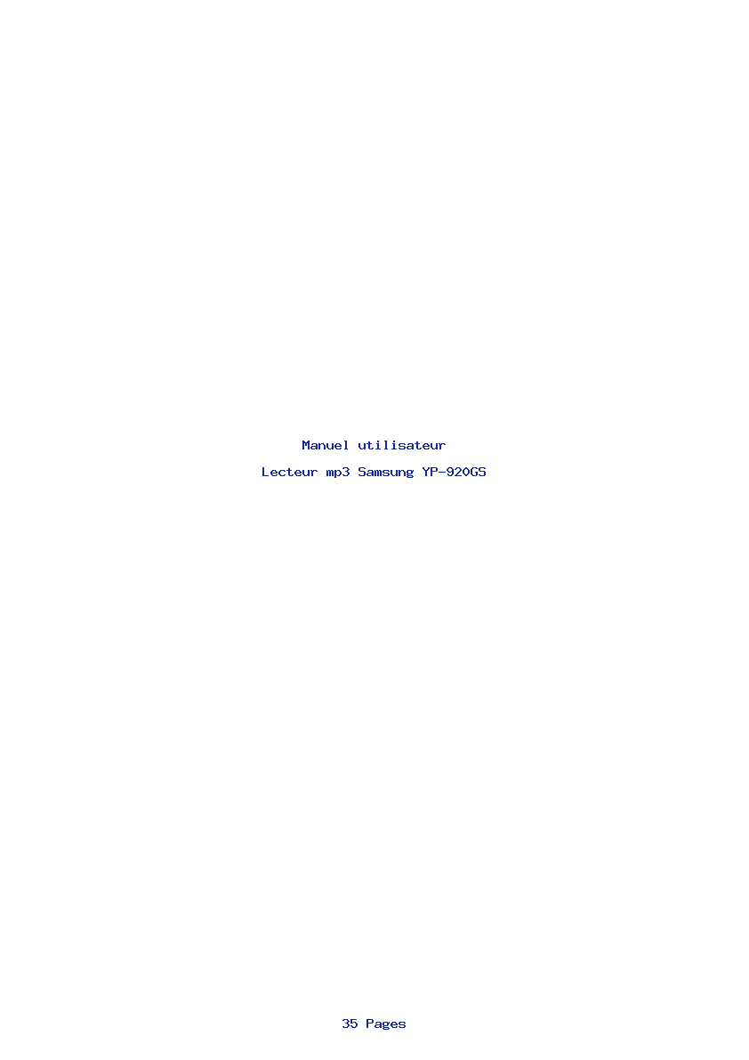 Page 1 de la notice Manuel utilisateur Samsung YP-920GS