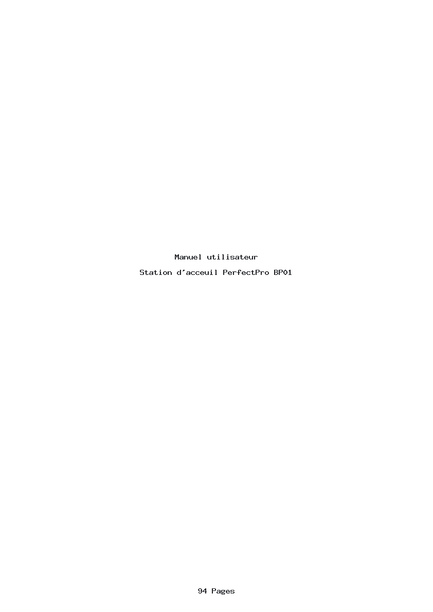 Page 1 de la notice Manuel utilisateur PerfectPro BP01