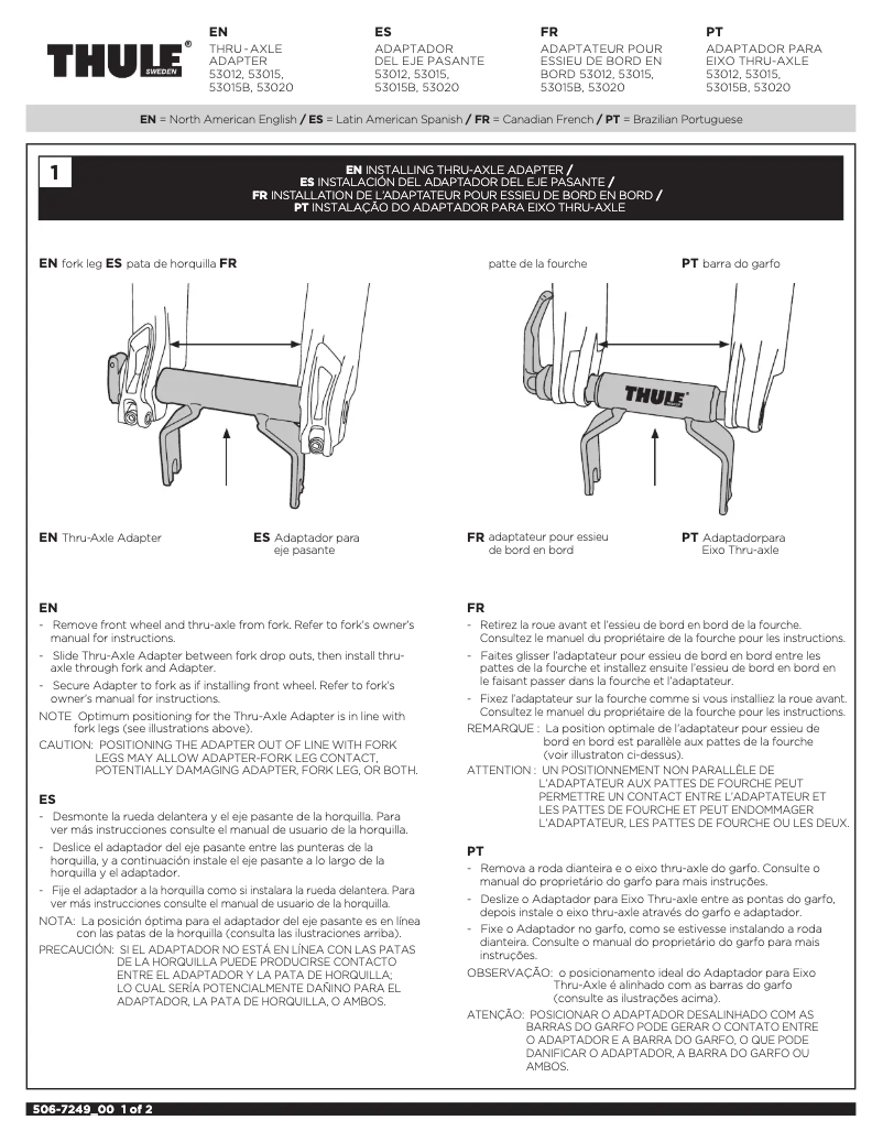 Página 1 del manual Manual de usuario Thule Thru-Axle Adapter 20mm