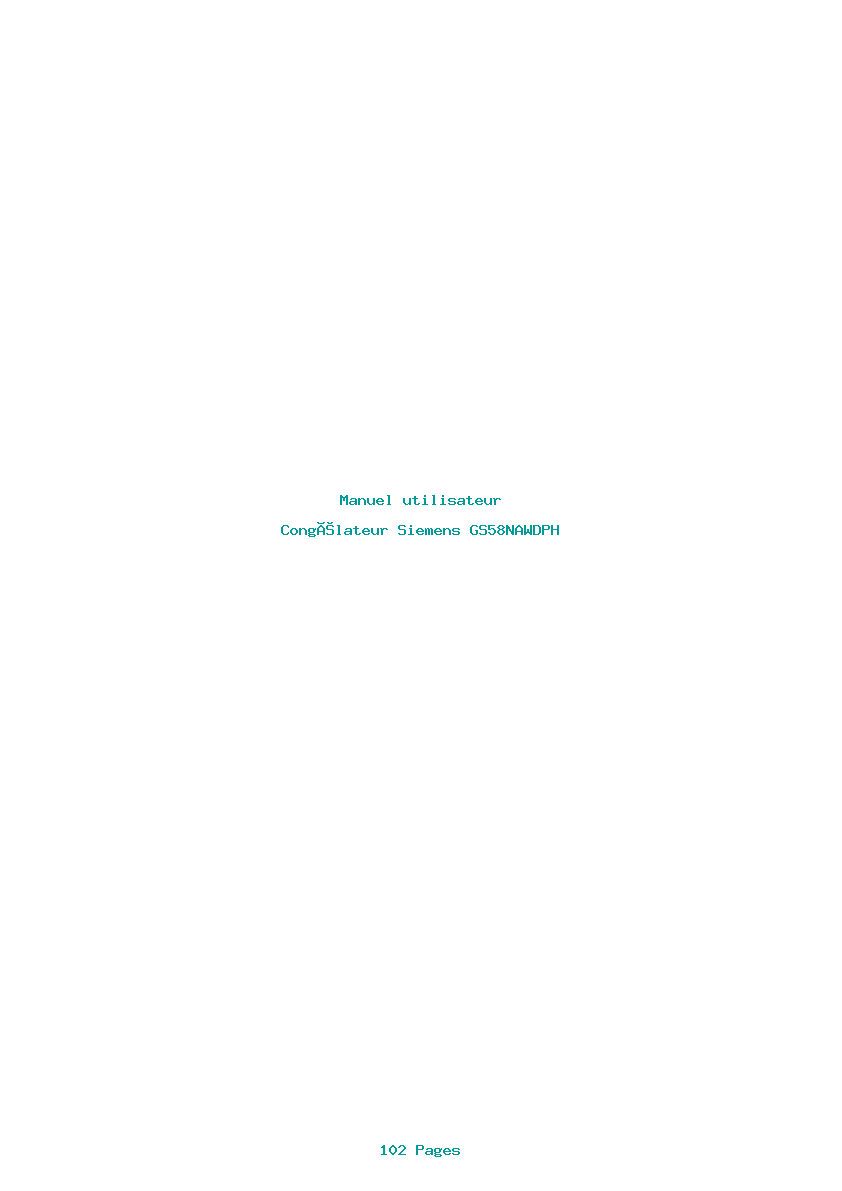 Page 1 de la notice Manuel utilisateur Siemens GS58NAWDPH