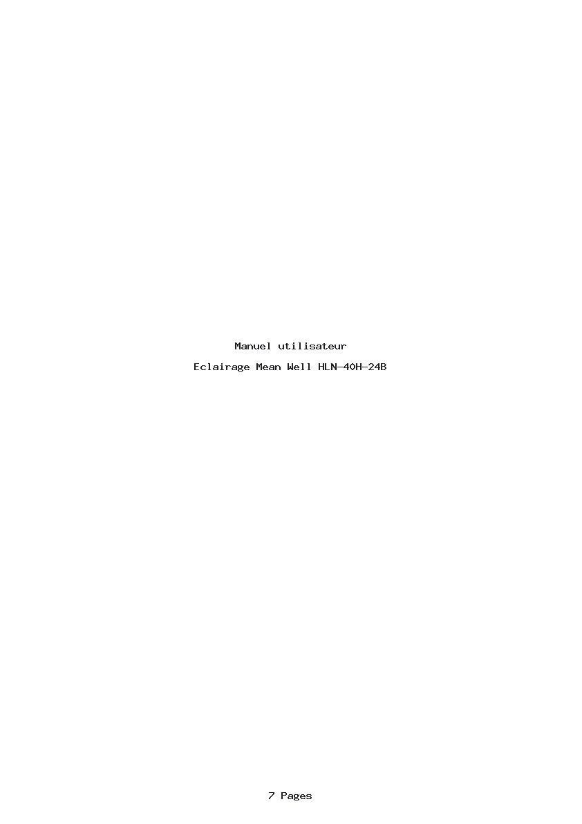 Page 1 de la notice Manuel utilisateur Mean Well HLN-40H-24B