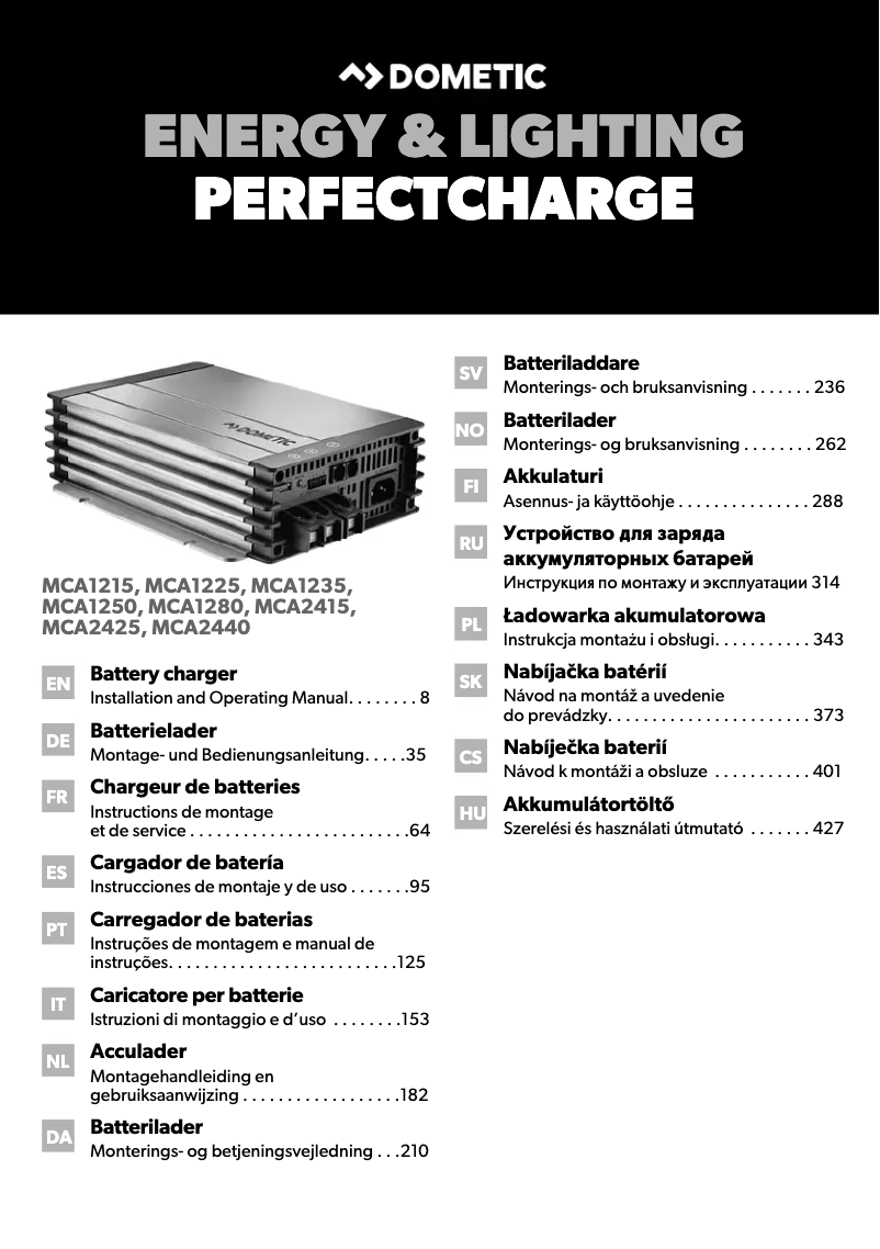 Page 1 de la notice Guide d'installation Dometic PerfectCharge MCA 1215