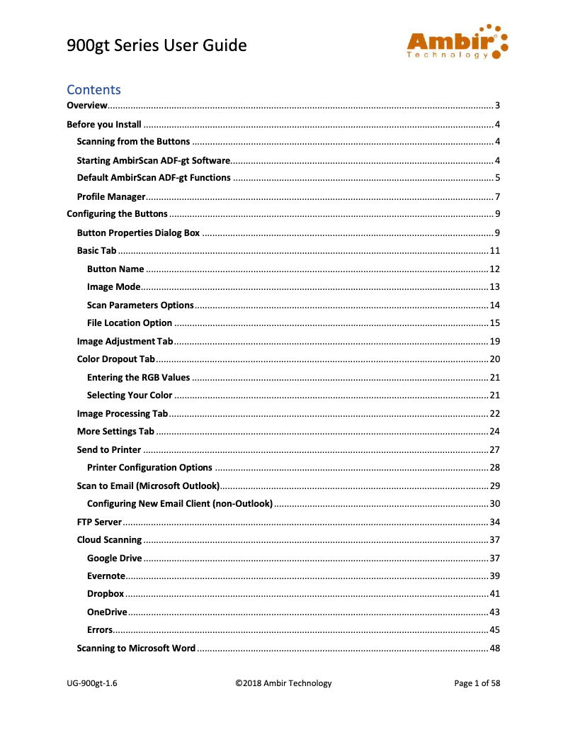 Page 1 de la notice Manuel utilisateur Ambir nScan 960gt