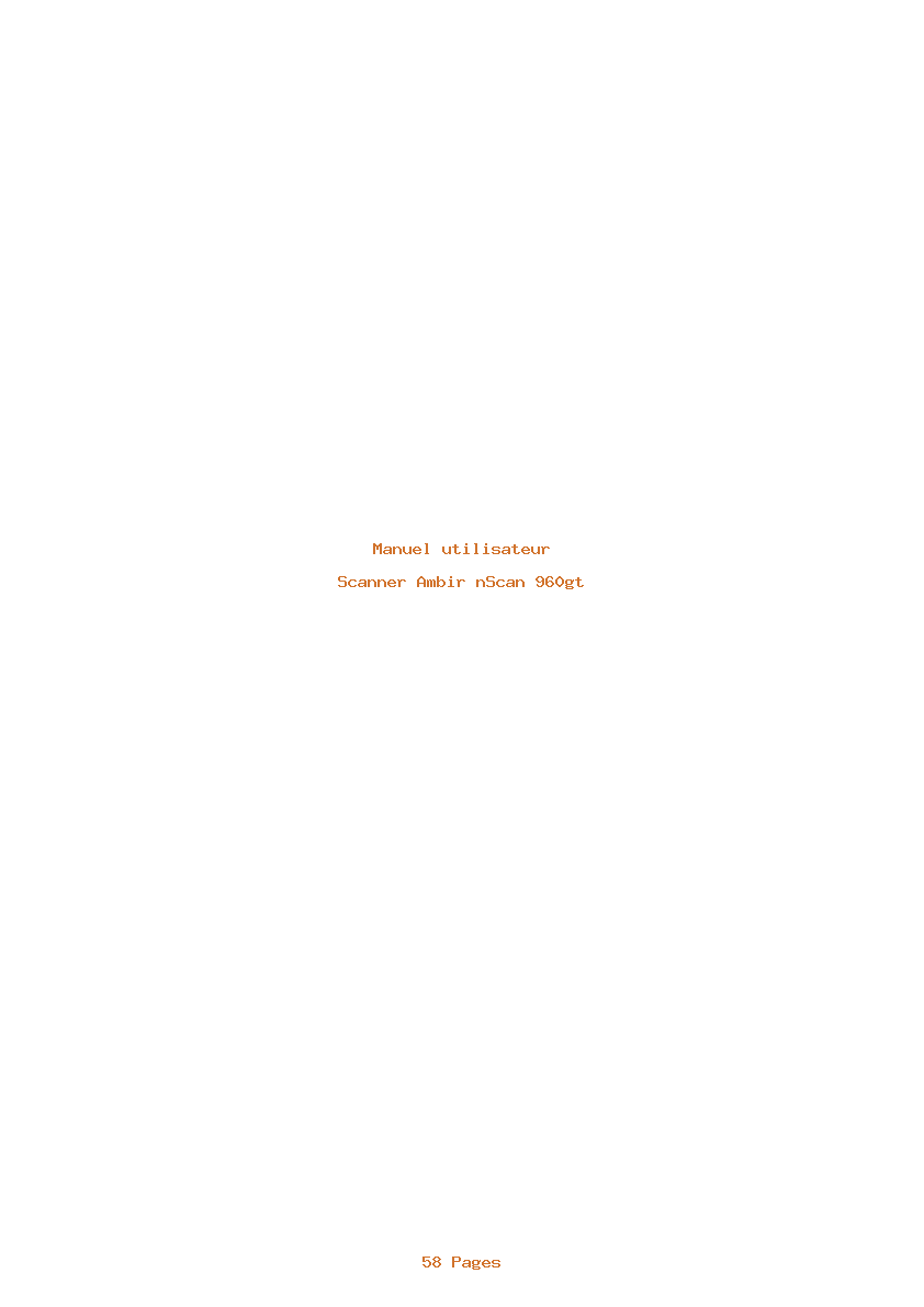 Page 1 de la notice Manuel utilisateur Ambir nScan 960gt