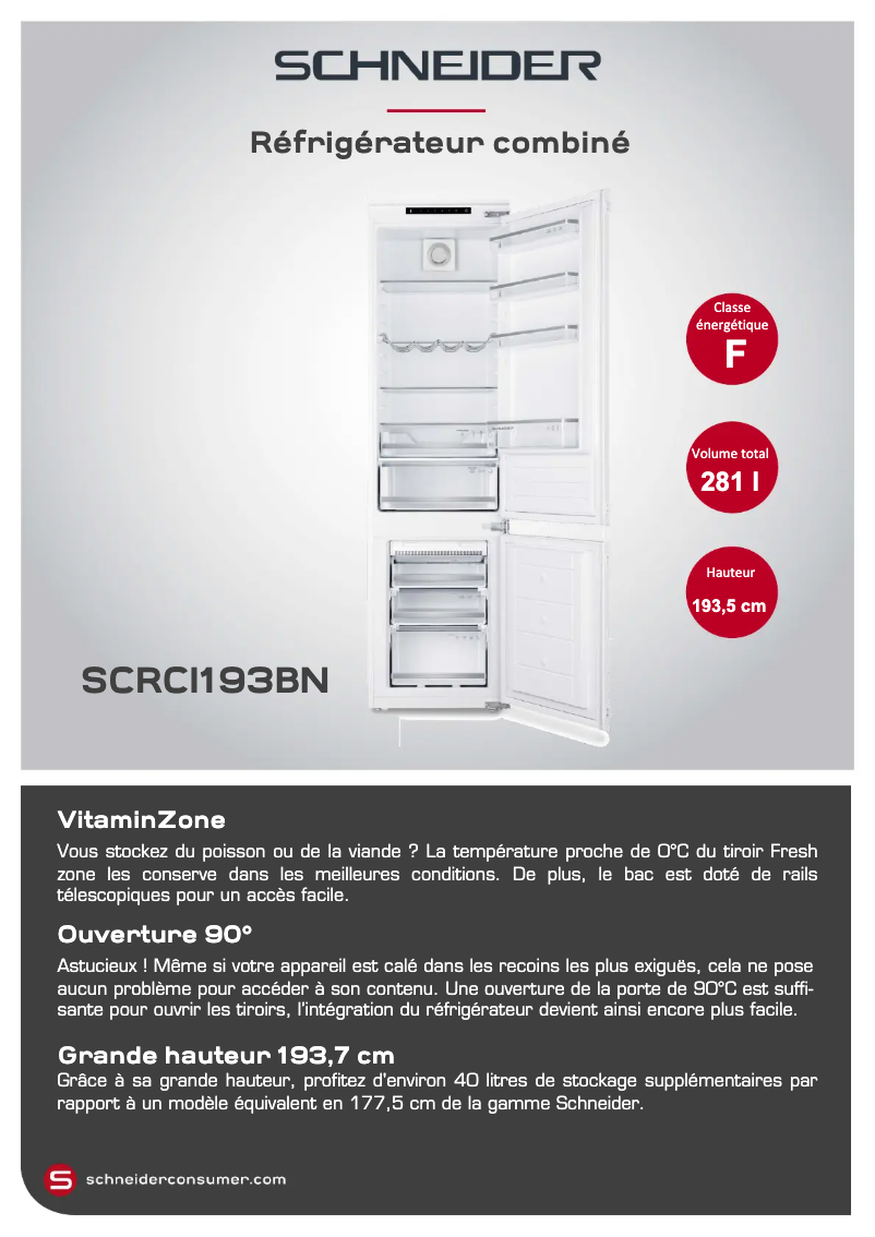 Página 1 del manual Ficha técnica Schneider SCRCI193BN