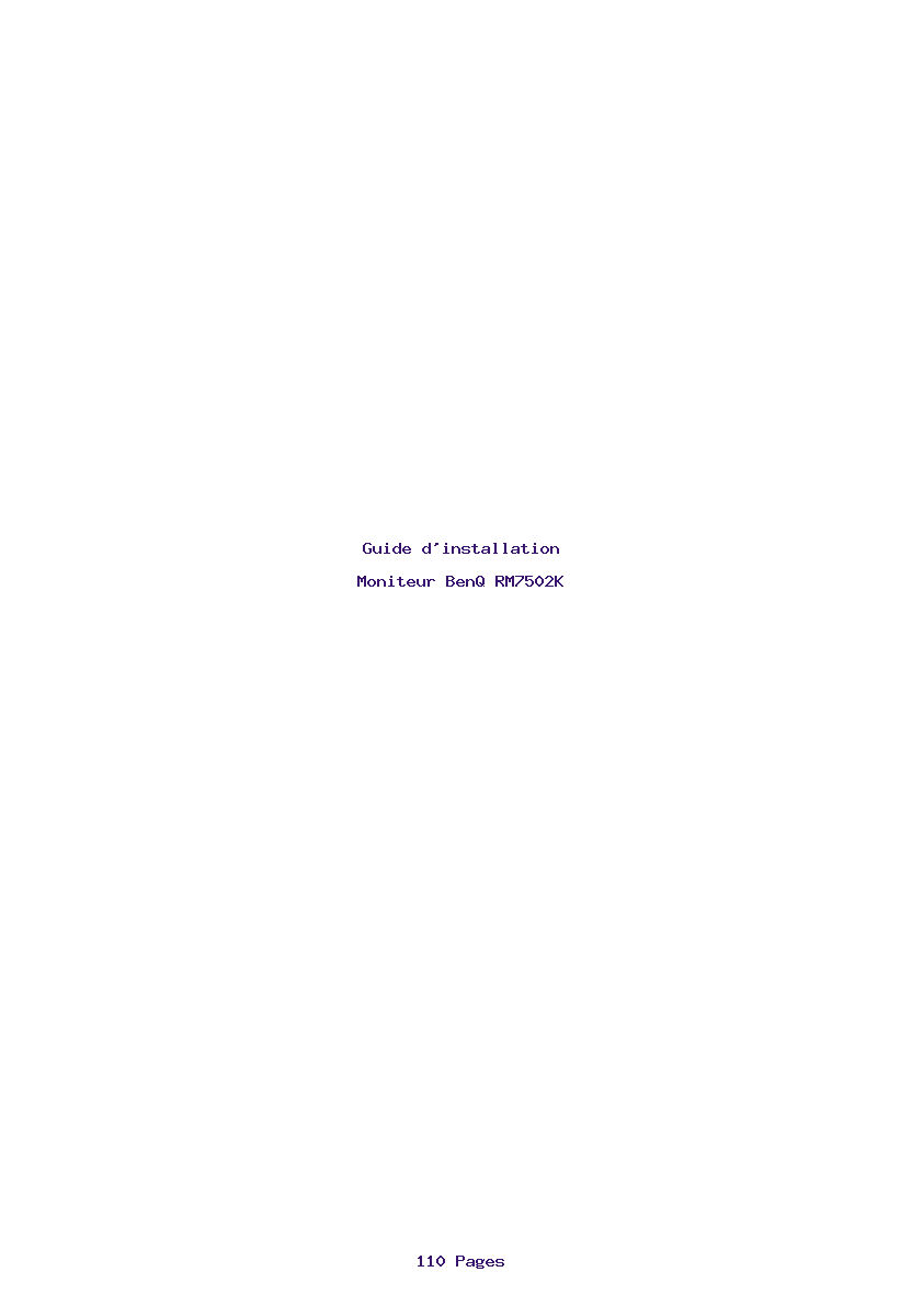 Page 1 de la notice Guide d'installation BenQ RM7502K
