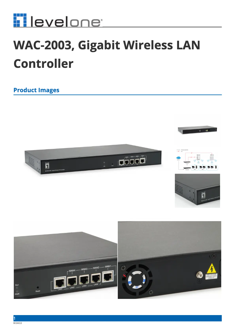 Página 1 del manual Ficha técnica LevelOne WAC-2003