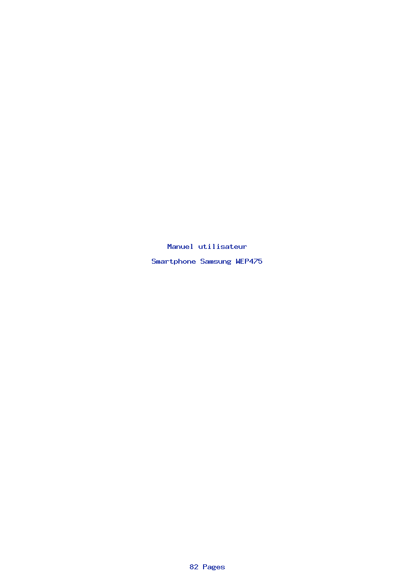 Page 1 de la notice Manuel utilisateur Samsung WEP475