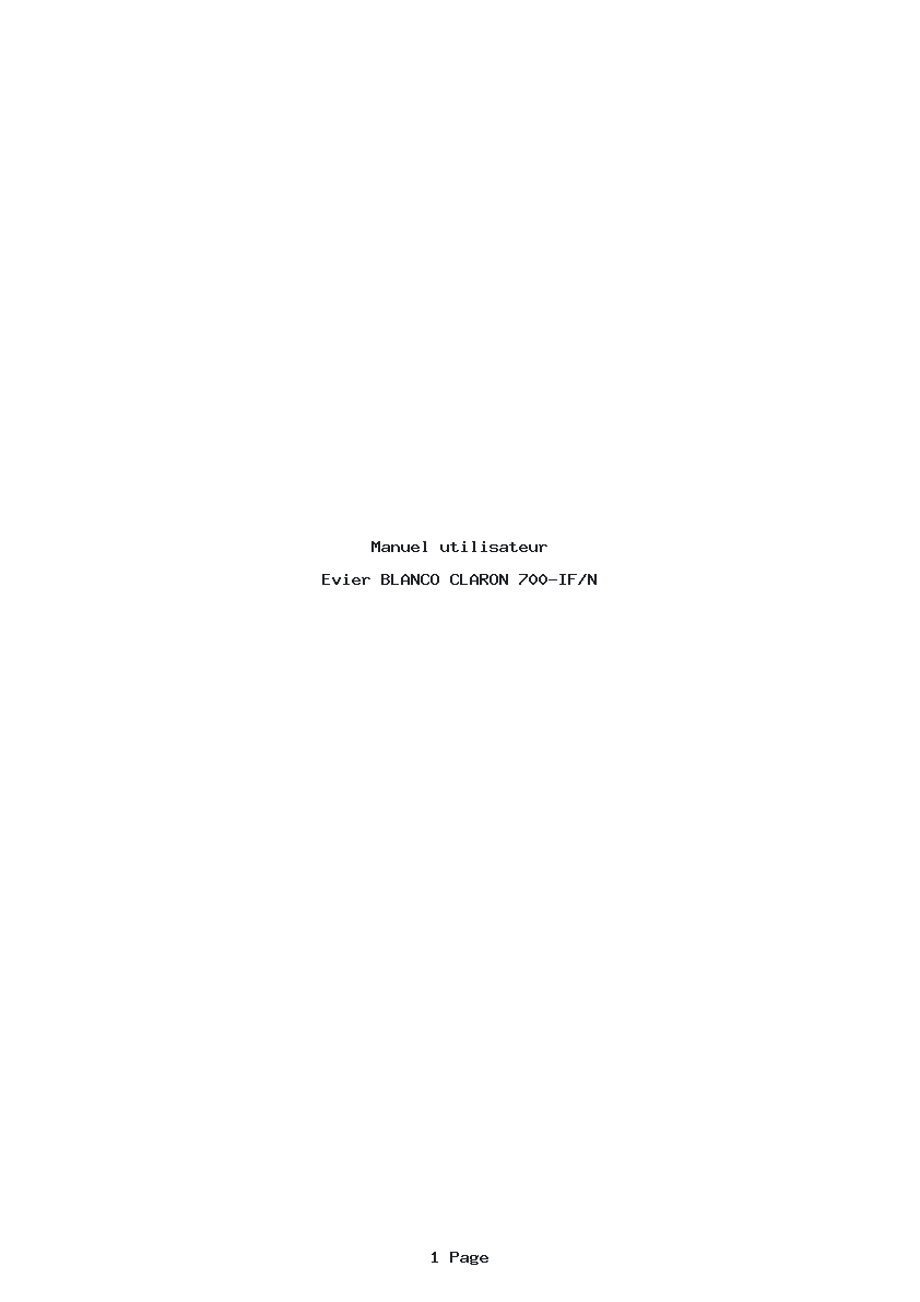 Page 1 de la notice Manuel utilisateur BLANCO CLARON 700-IF/N