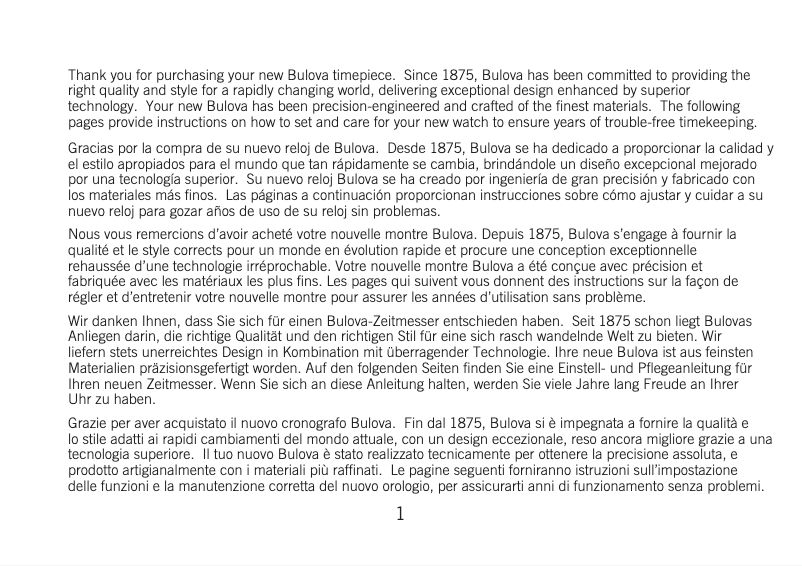 Page 1 de la notice Manuel utilisateur Bulova Classic 98H18