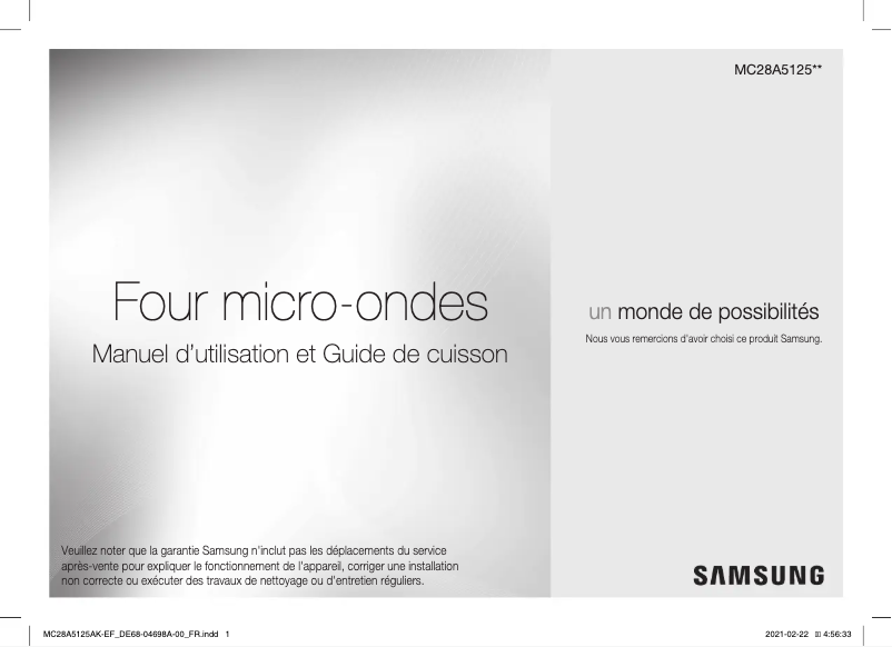 Page 1 de la notice Manuel utilisateur Samsung MC28A5125AK