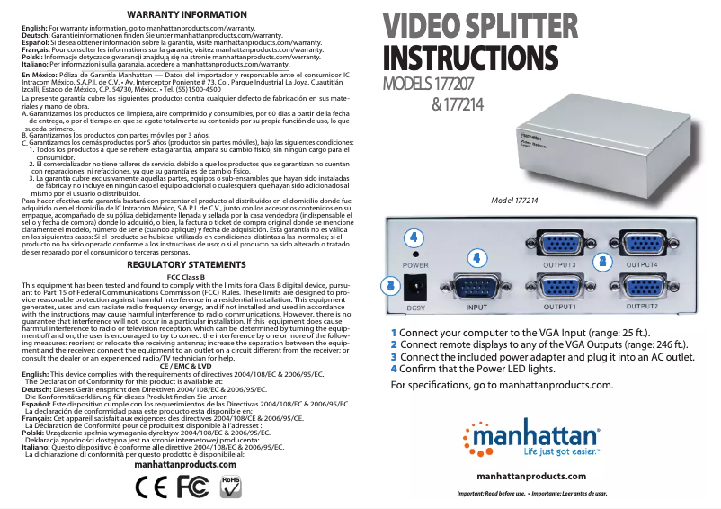 Page 1 de la notice Manuel utilisateur Manhattan 177214