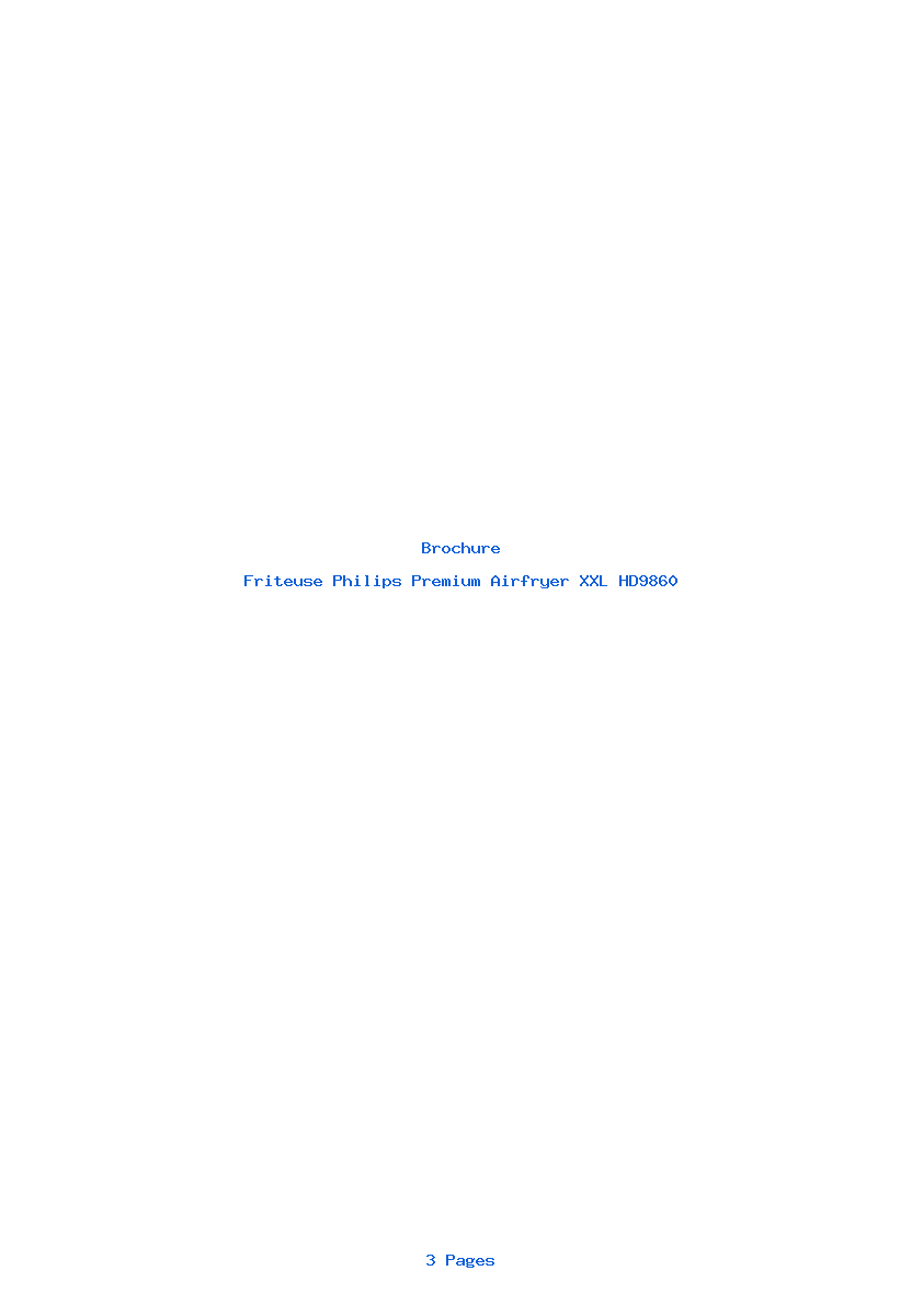 Page 1 de la notice Brochure Philips Premium Airfryer XXL HD9860