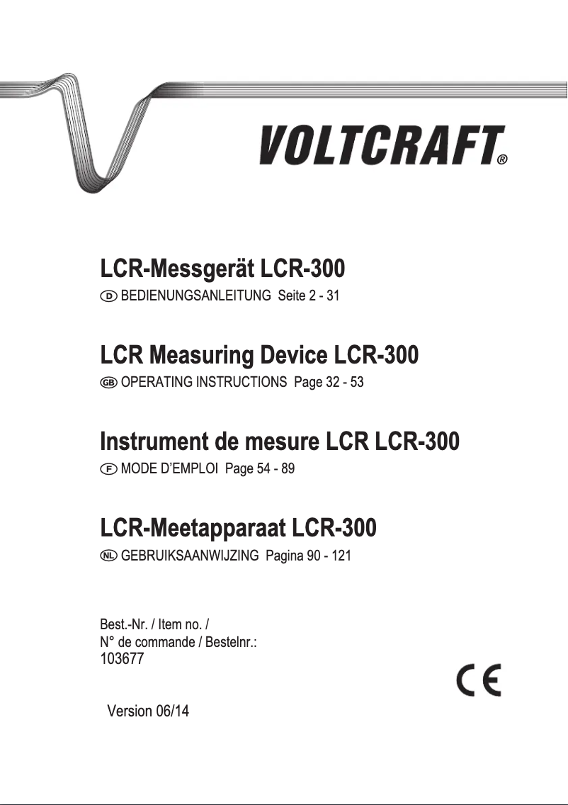 Page 1 de la notice Manuel utilisateur Voltcraft LCR-300