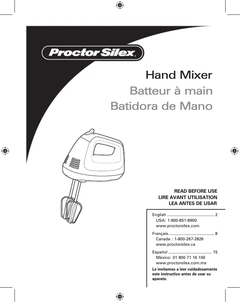 Página 1 del manual Manual de usuario Proctor Silex 62511