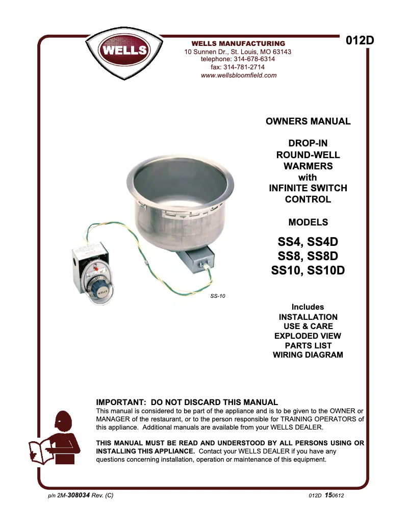 Page 1 de la notice Manuel utilisateur Wells SS8D