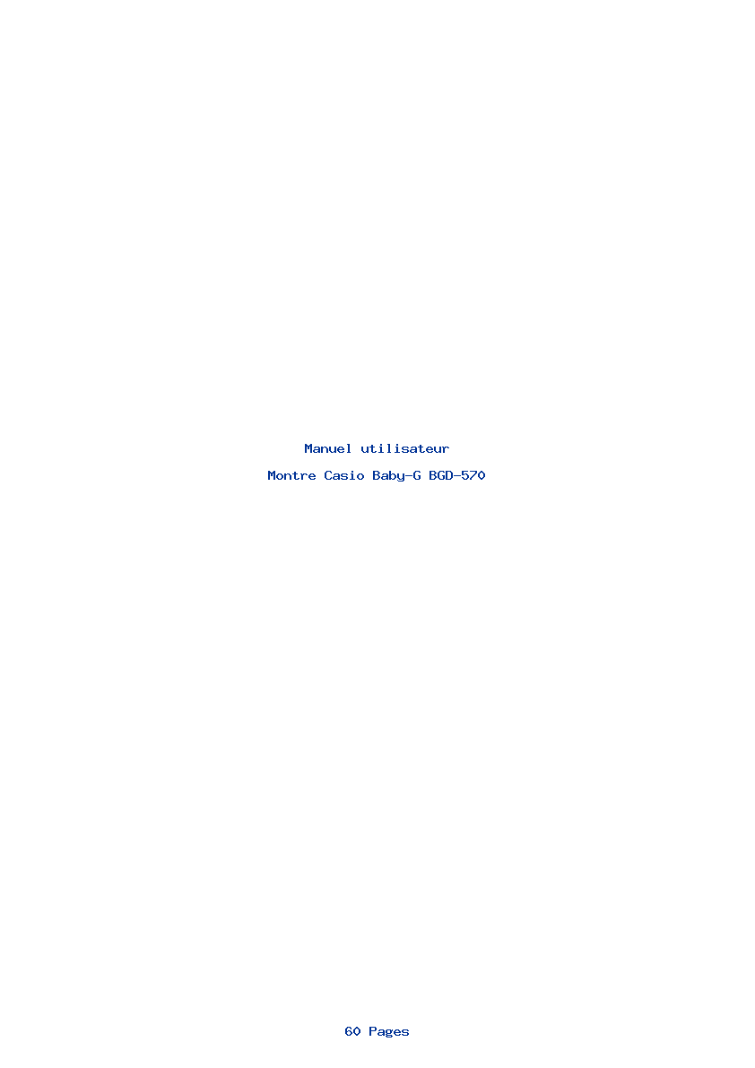 Page 1 de la notice Manuel utilisateur Casio Baby-G BGD-570