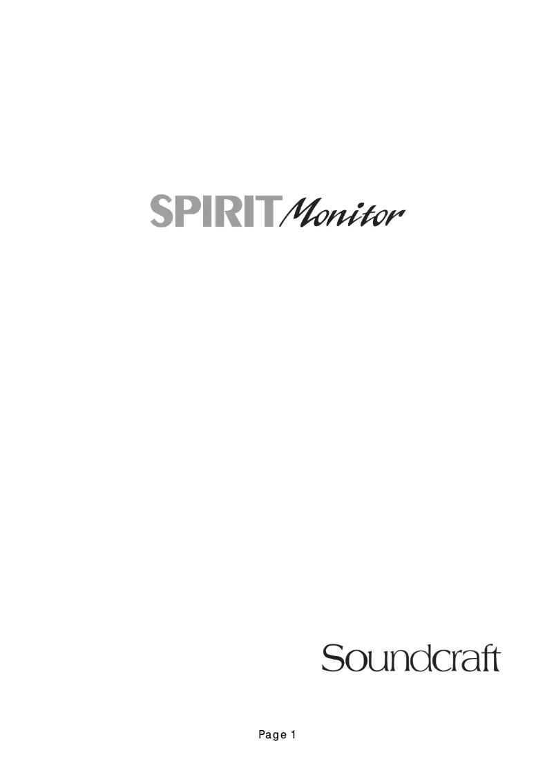 Page 1 de la notice Manuel utilisateur Soundcraft Spirit Monitor