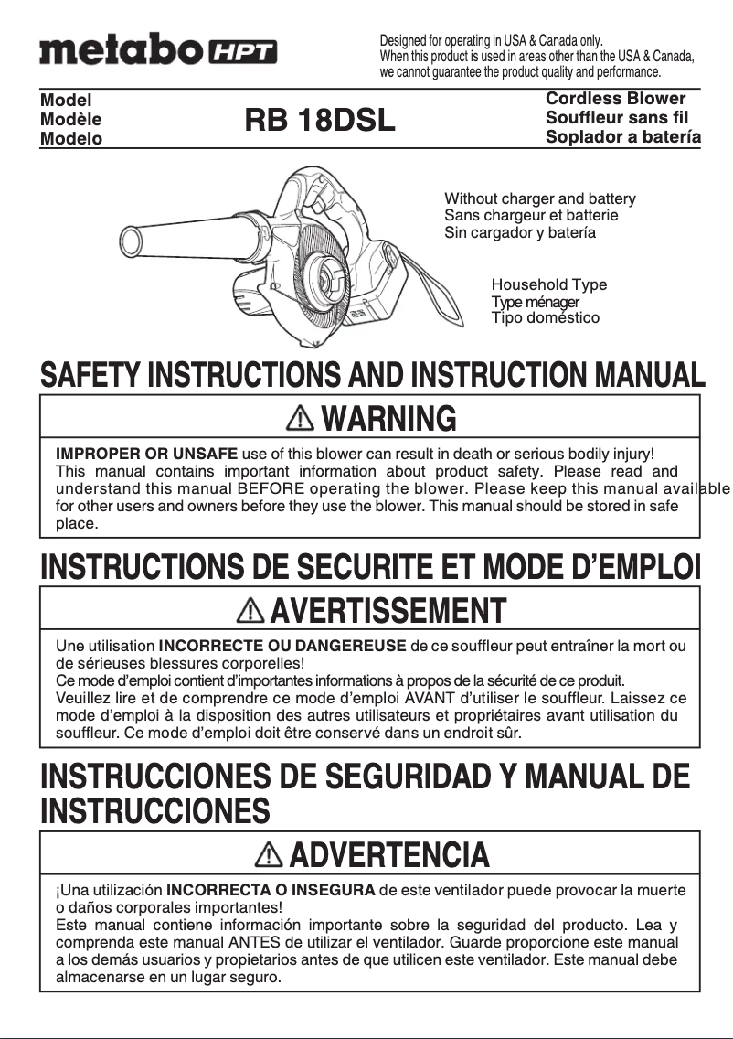 Page 1 de la notice Manuel utilisateur HiKOKI RB18DSL