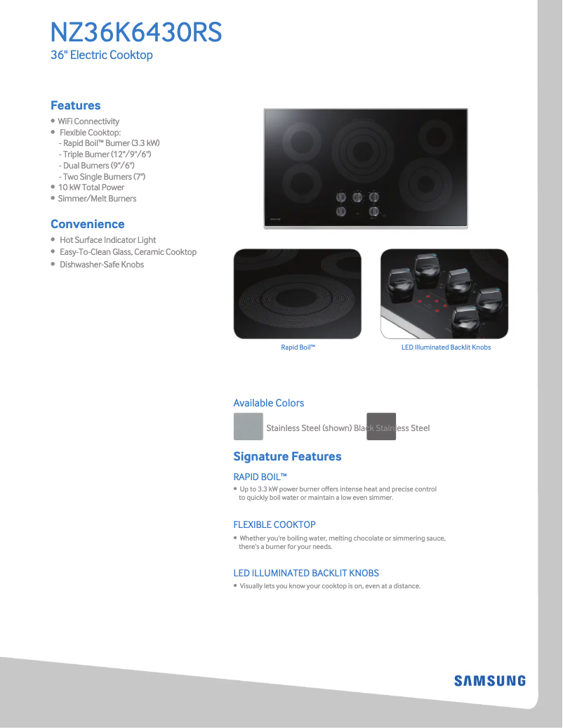 Página 1 del manual Información de garantía Samsung NZ36K6430RS