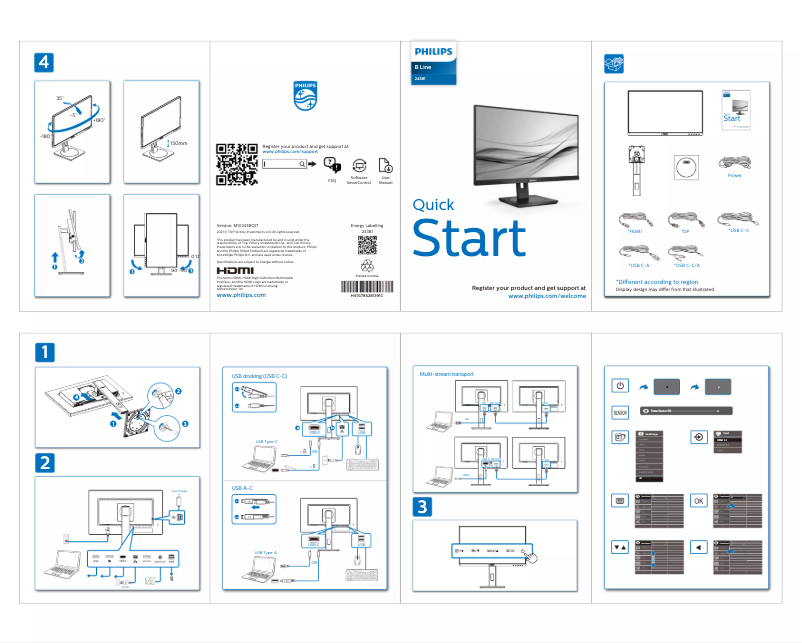 Página 1 del manual Guía de inicio rápido Philips B Line 243B1