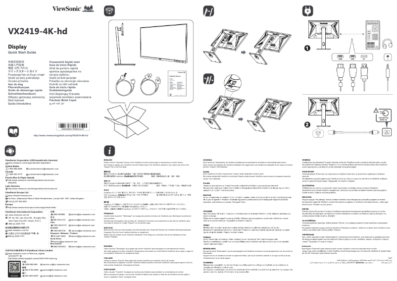 Page 1 de la notice Guide de démarrage rapide Viewsonic VX2419-4K-hd