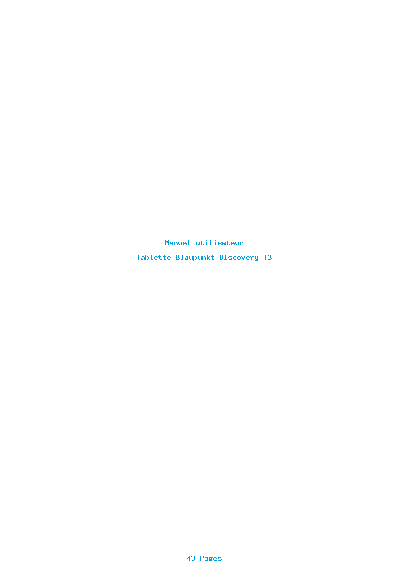 Page 1 de la notice Manuel utilisateur Blaupunkt Discovery T3