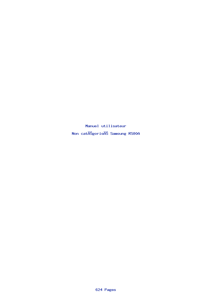 Page 1 de la notice Manuel utilisateur Samsung RS80A