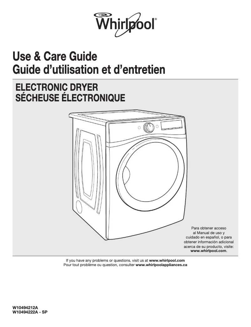 Página 1 del manual Manual de uso y mantenimiento Whirlpool Duet WED94HEAC