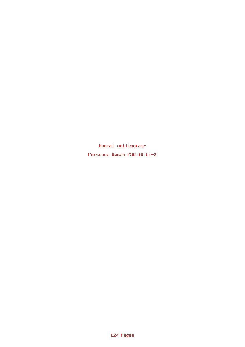 Page 1 de la notice Manuel utilisateur Bosch PSR 18 Li-2