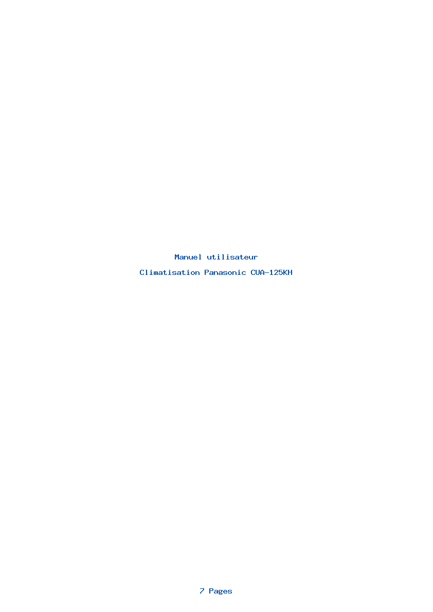 Page 1 de la notice Manuel utilisateur Panasonic CUA-125KH
