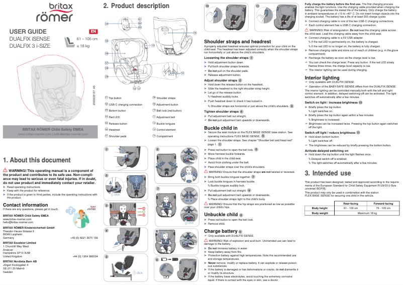 Page 1 de la notice Manuel utilisateur Britax-Römer Dualfix iSense