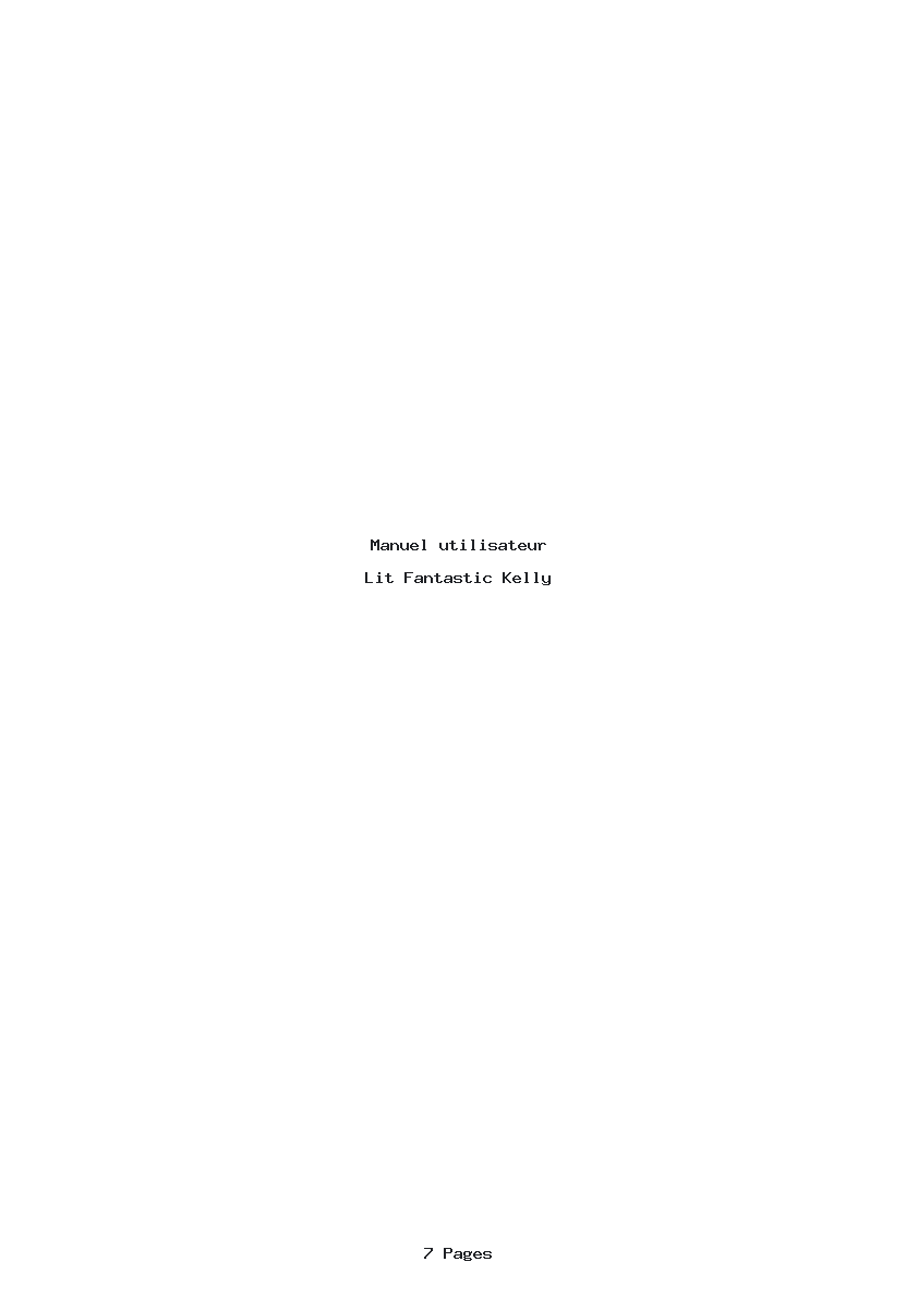 Page 1 de la notice Manuel utilisateur Fantastic Kelly