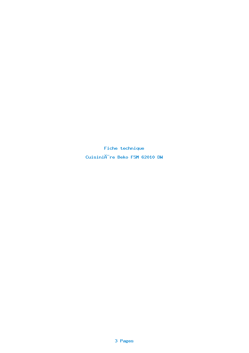 Page 1 de la notice Fiche technique Beko FSM 62010 DW