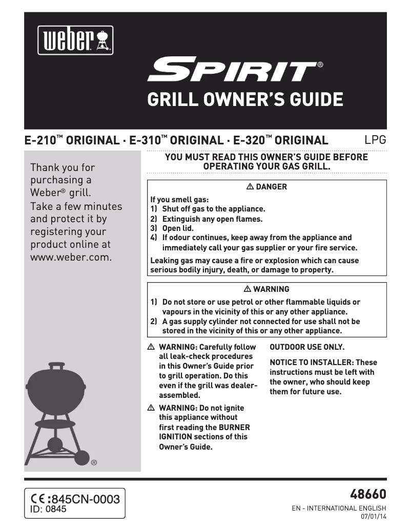 Page 1 de la notice Manuel utilisateur Weber Spirit E-210 Classic