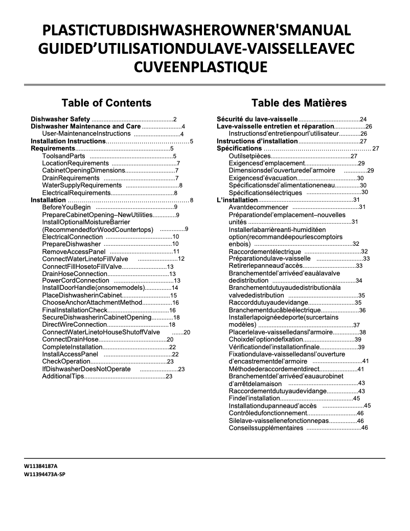 Page 1 de la notice Manuel utilisateur Amana ADB1400AGW