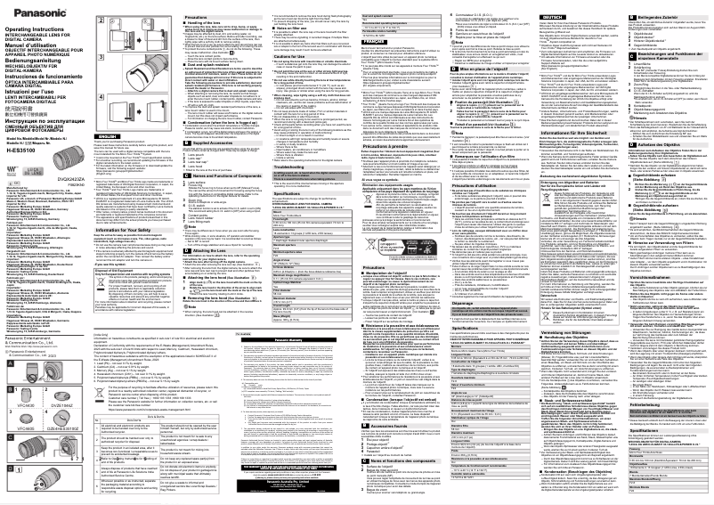 Page 1 de la notice Manuel utilisateur Panasonic H-ES35100