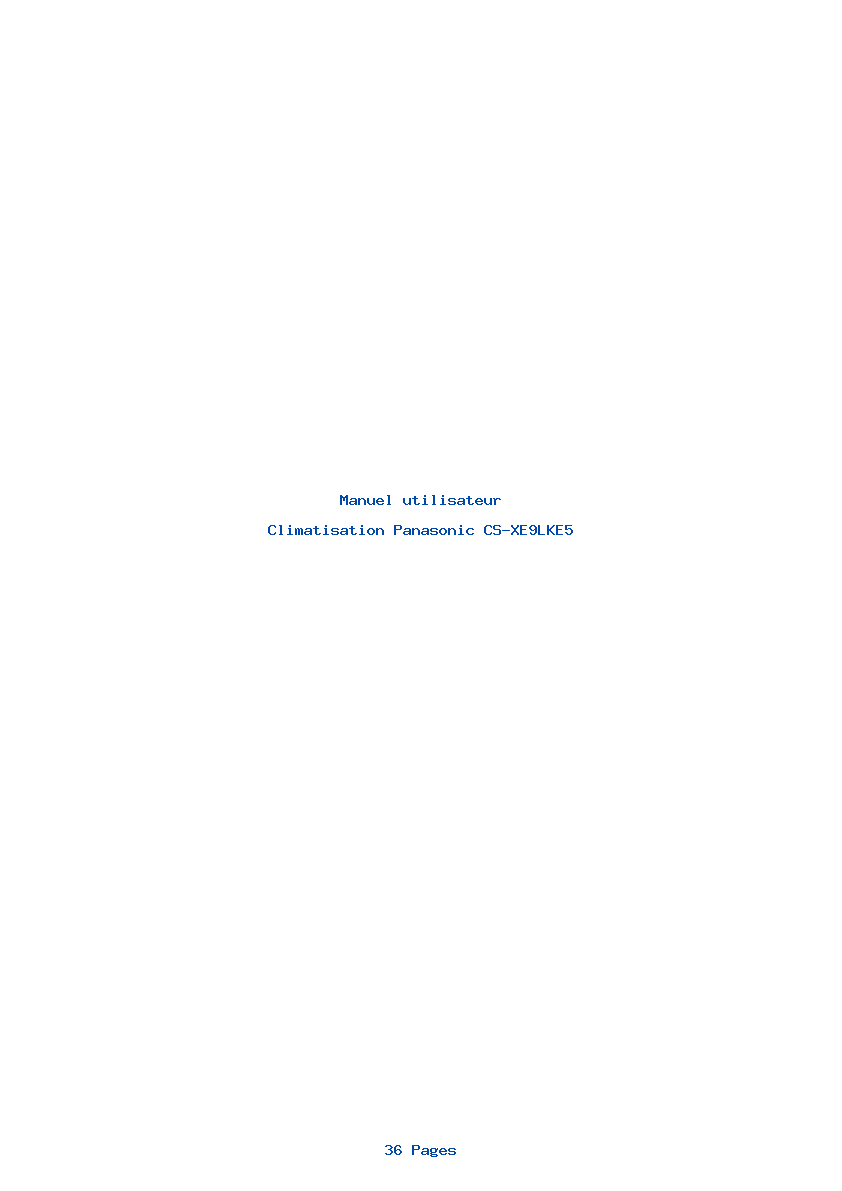 Page 1 de la notice Manuel utilisateur Panasonic CS-XE9LKE5