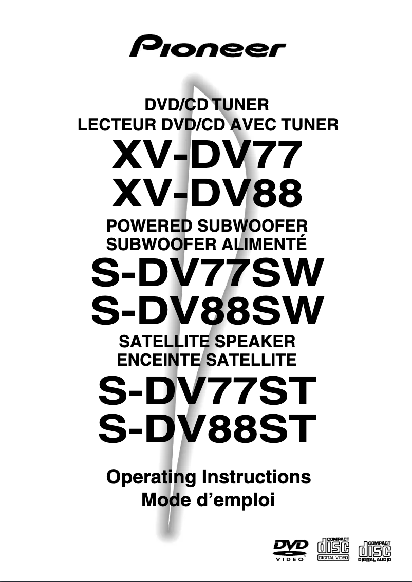 Page 1 de la notice Manuel utilisateur Pioneer NS-DV88