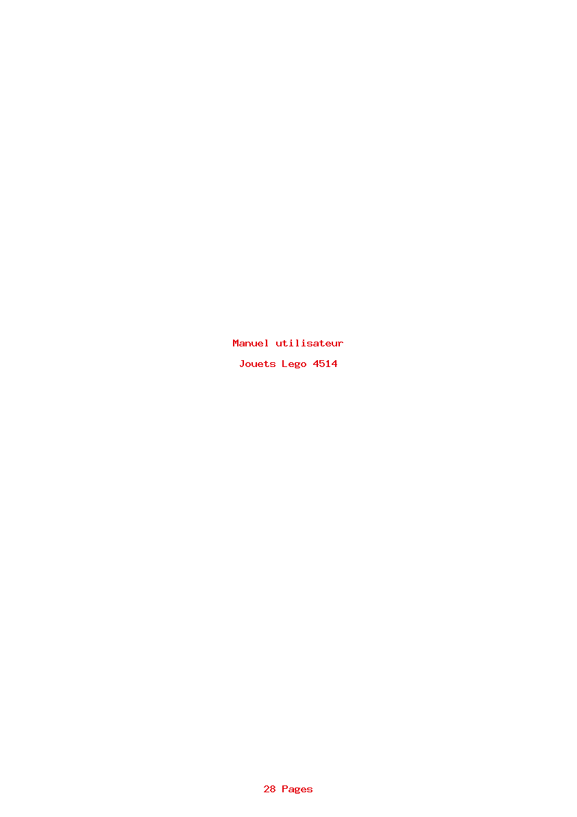 Page 1 de la notice Manuel utilisateur Lego 4514