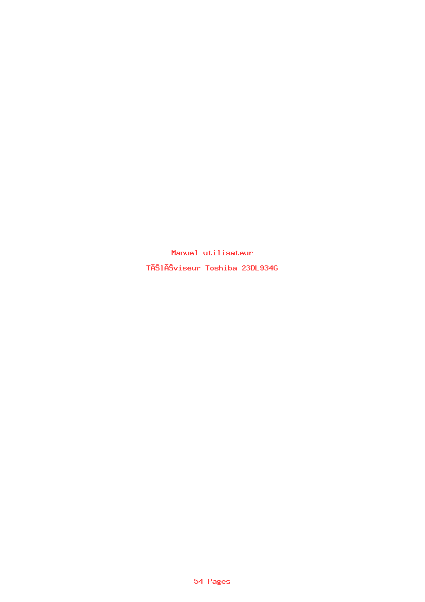 Page 1 de la notice Manuel utilisateur Toshiba 23DL934G
