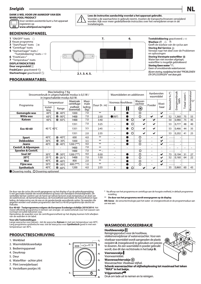 Página 1 del manual Manual de uso y mantenimiento Whirlpool FFSBE 7469 WE