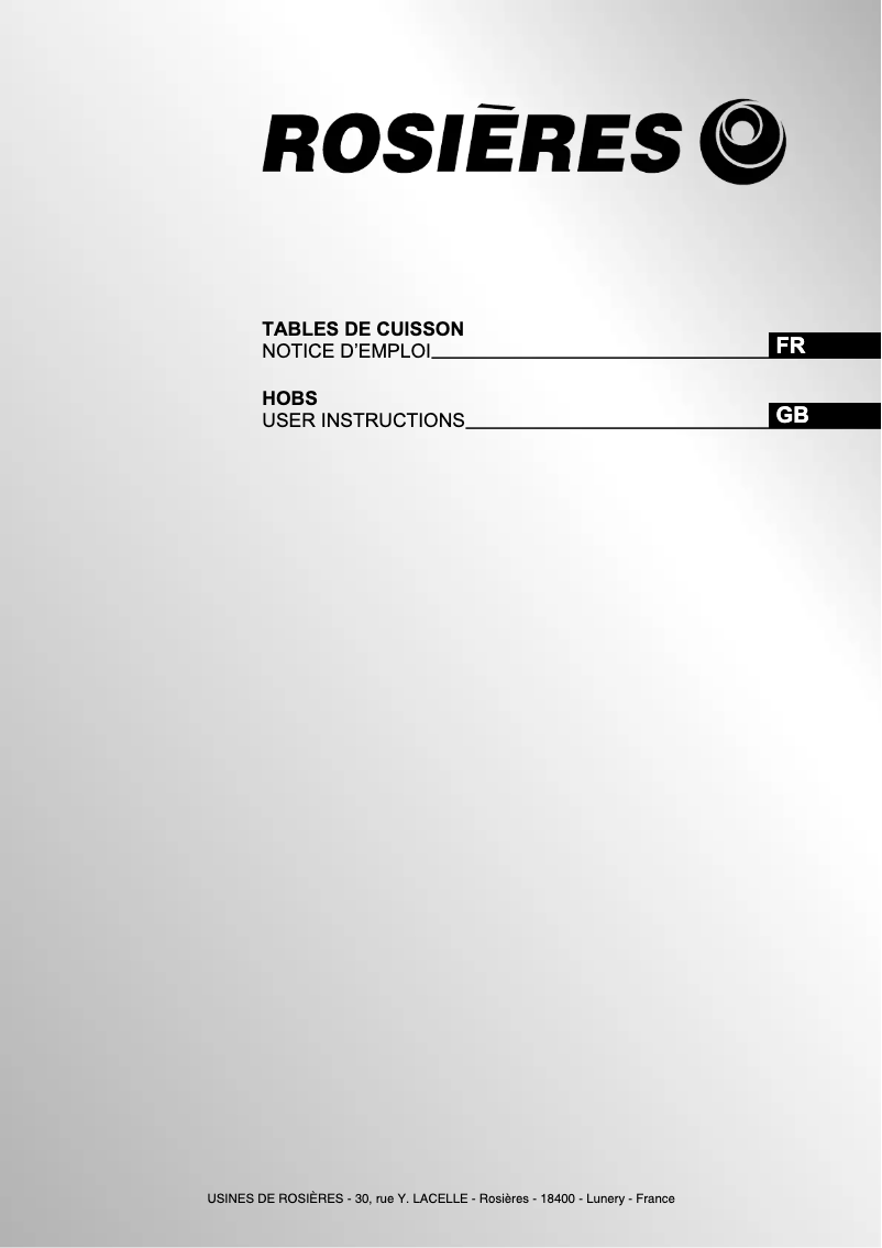 Page 1 de la notice Manuel utilisateur Rosieres RTL 604